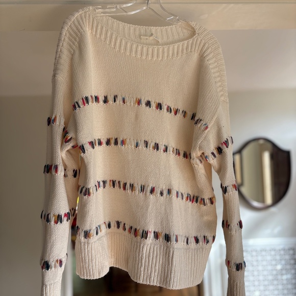 Loft Cream Colored Sweater with Multistiching Detail XL - Picture 1 of 2